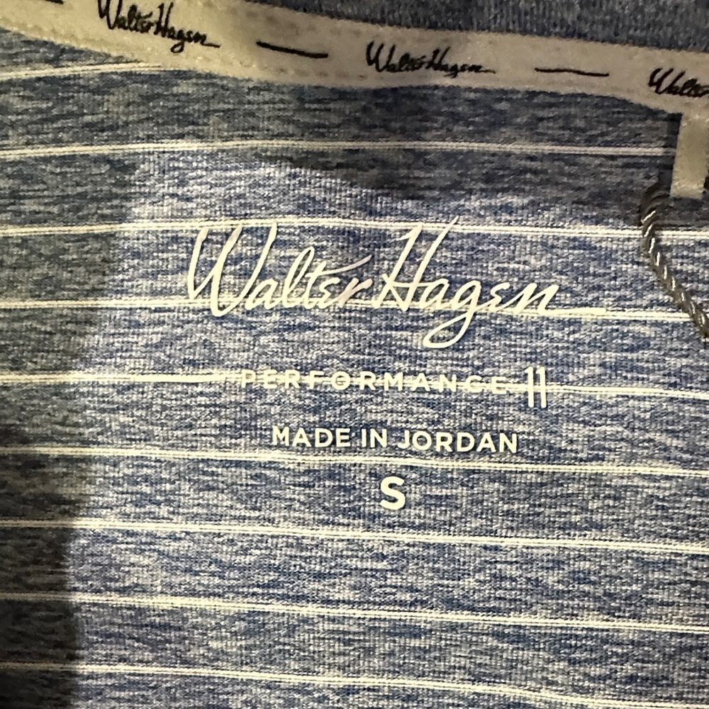 Walter Hagen P11 Classic Blue and White Thin-Stripe Polo Shirt - Picture 2 of 3